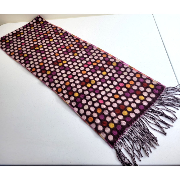 Cashmink Purple Dot AOP Made in Germany Fringe Wrap Shawl Scarf 62"X11" - Picture 1 of 5